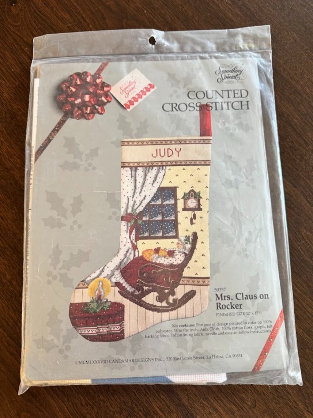 Vintage 1988 Candamar  Designs "Something Special" Counted Cross Stitch Stocking
